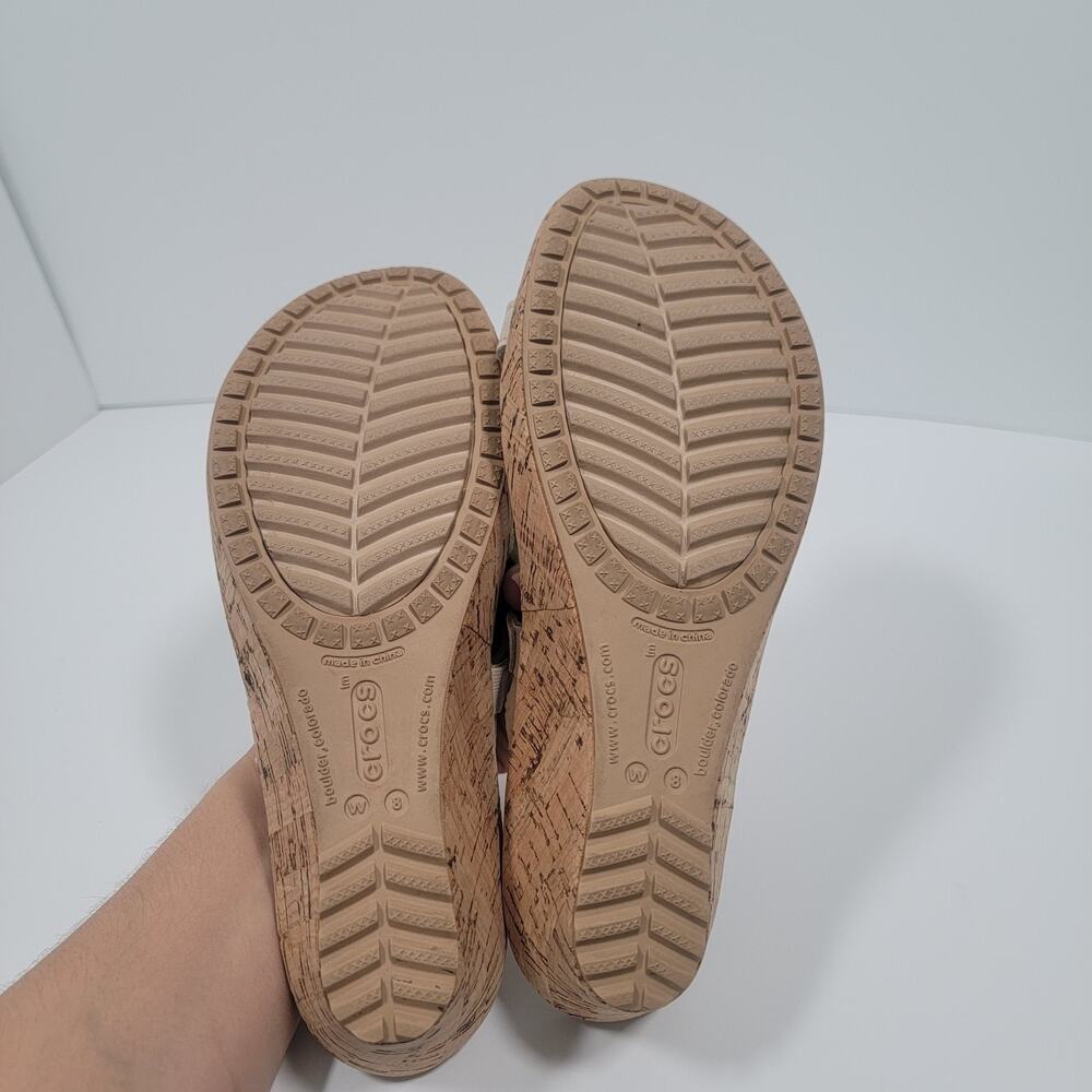Crocs Womens 8W Aleigh Cork Wedge Strappy Slip On Sandals - Picture 9 of 10